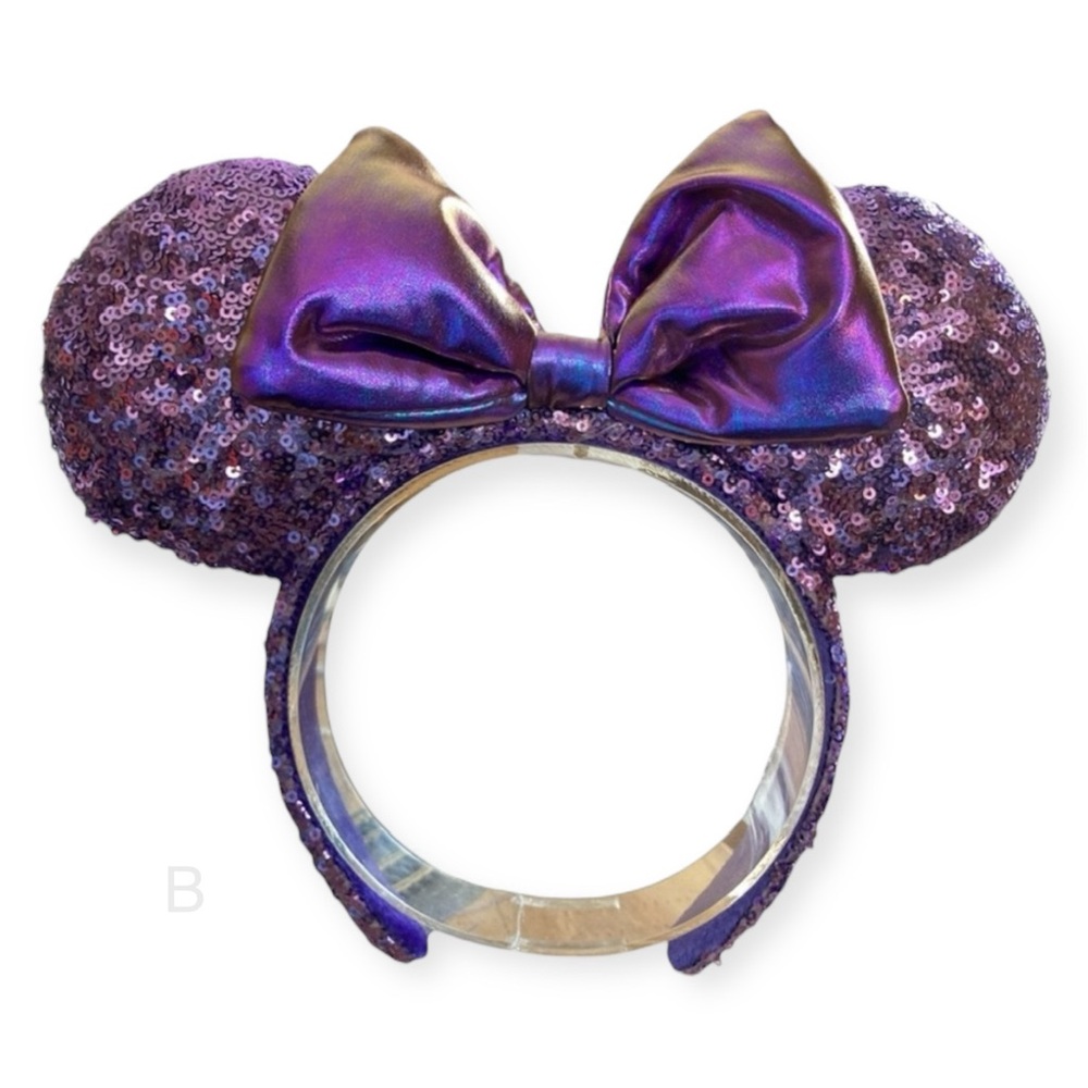 Disney Purple Minnie Mouse Bow Sequins Potion Iridescent Headband Ears NWT B